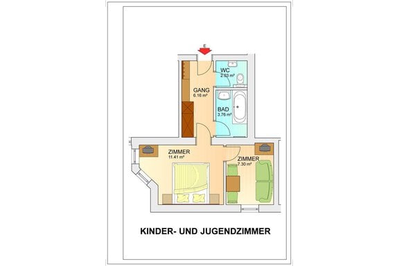 Skizze Kinder/Studentenzimmer - Top Apart Daniela - Sölden